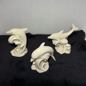 Lenox The Dancing Dolphins Classic Ivory Miniatures Retired Set Of 3 VTG